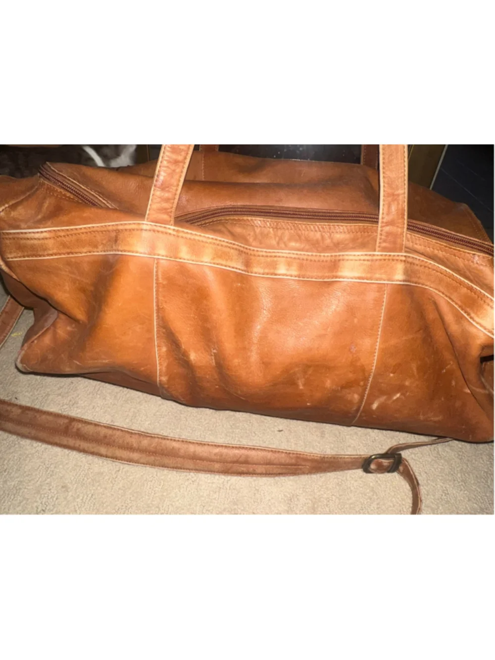 Leather Duffel Bag One Size Brown